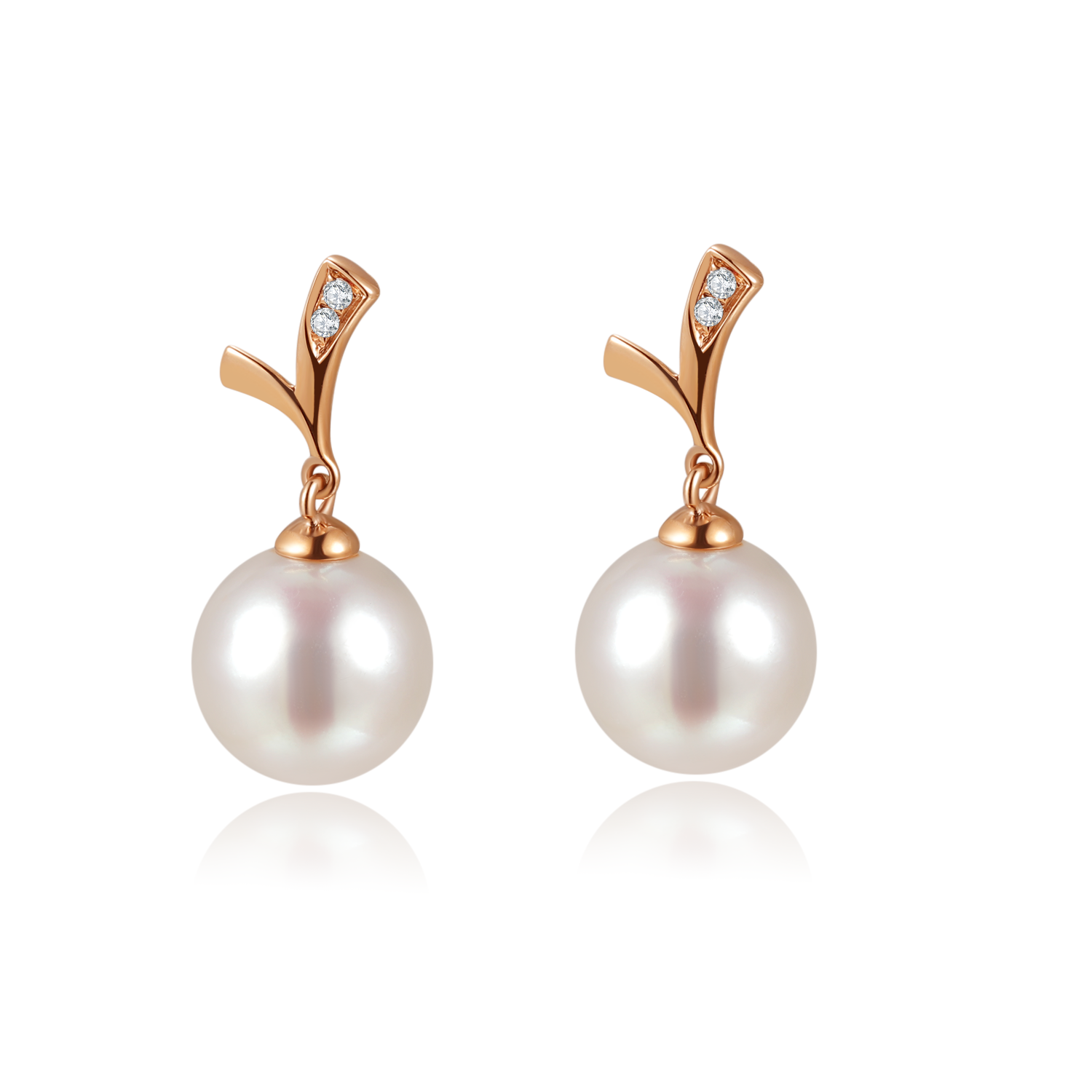 diamond "V" Pearl Earrings