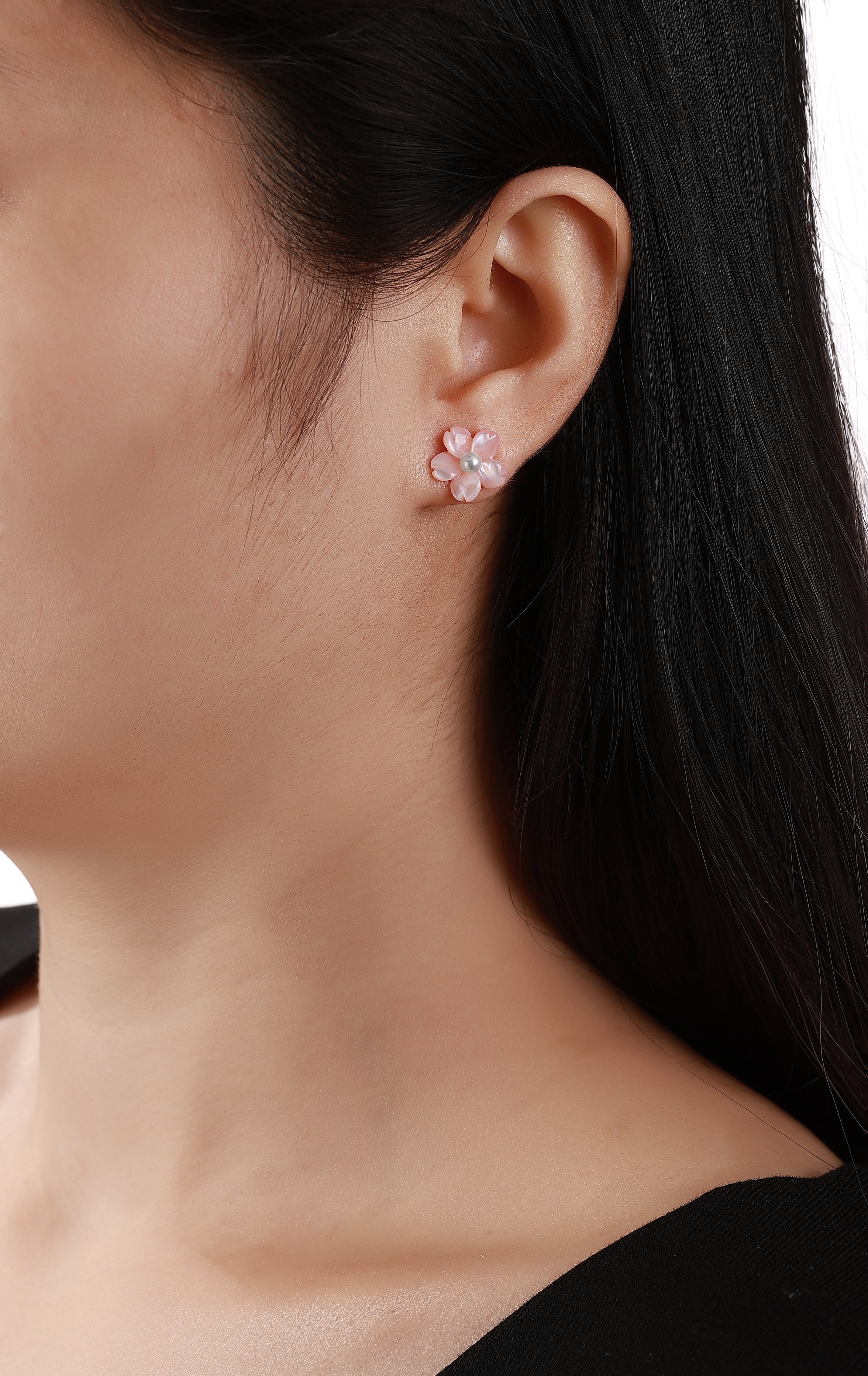 Cherry Blossom 18K Gold pearl Shell Earrings