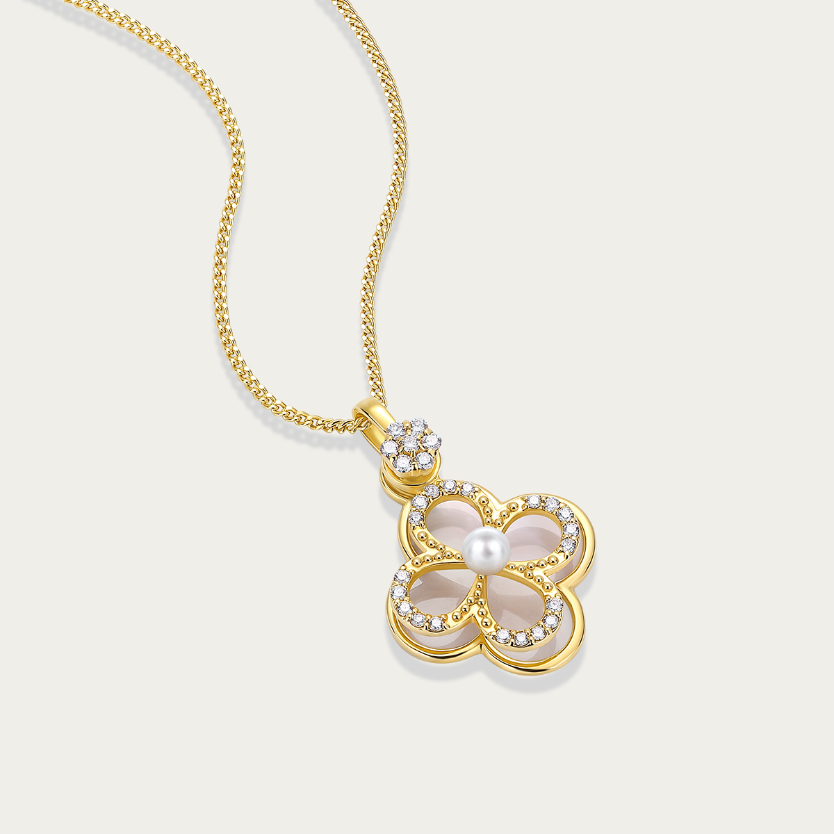 Convertible Clover Mother-of-Pearl & Pearl Necklace