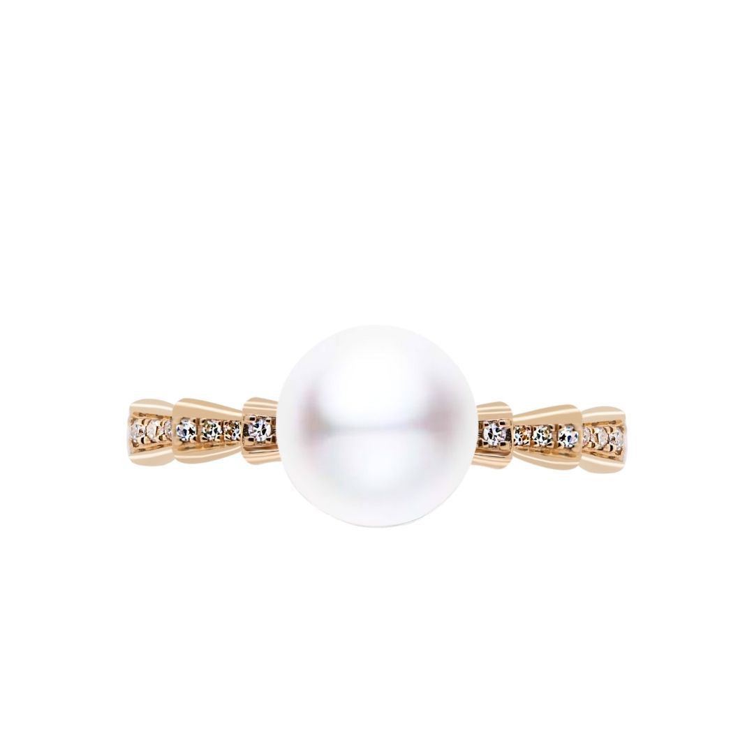 18K Diamond "Classic Full" Freshwater Pearls Ring