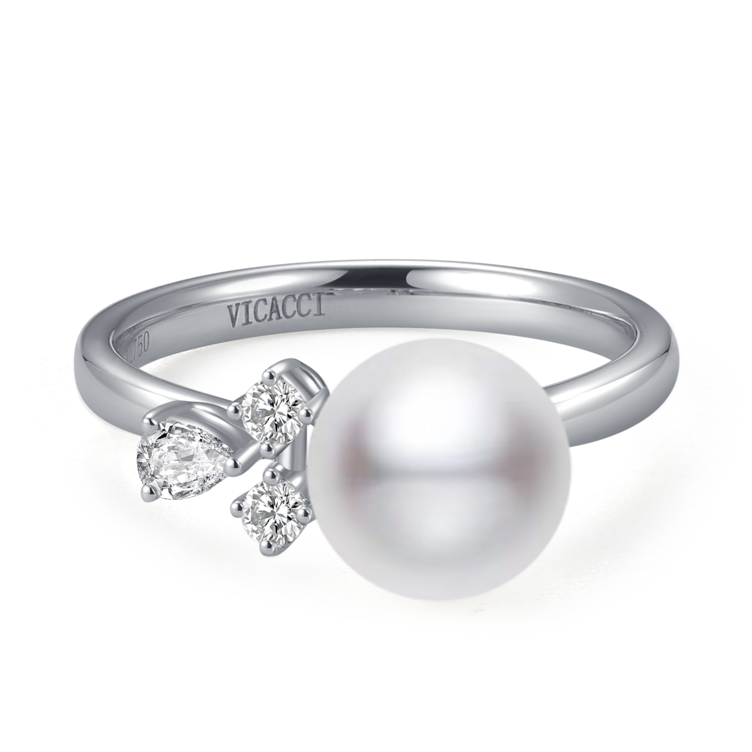 18K Diamond "Clover" Seawater Pearl Ring