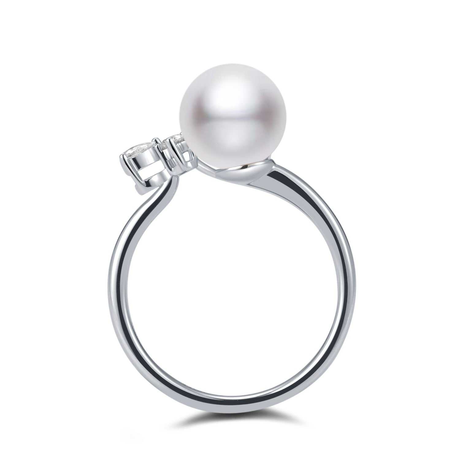 18K Diamond "Clover" Seawater Pearl Ring