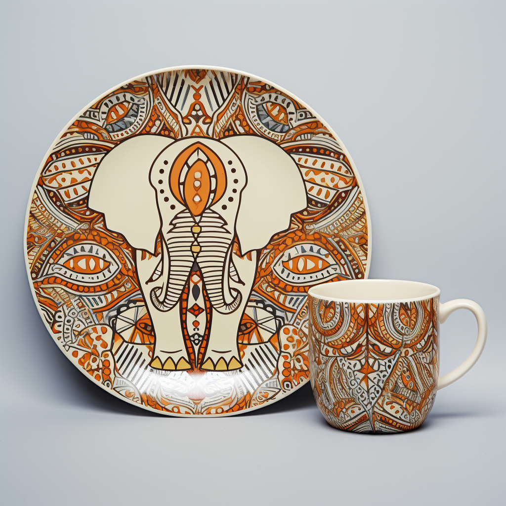 Boho Elephant Cup and Saucer Set C
