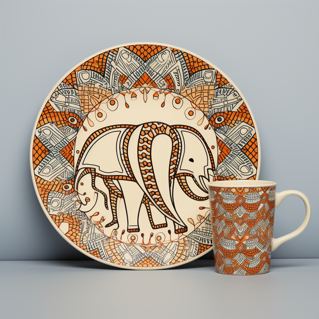 Boho Elephant Cup and Saucer Set B
