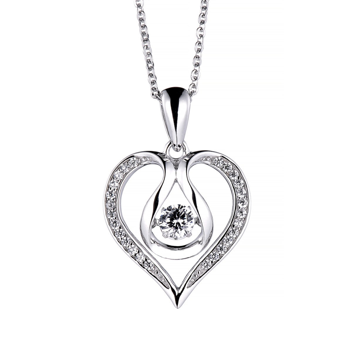 Peach heart smart 925 sterling silver necklace
