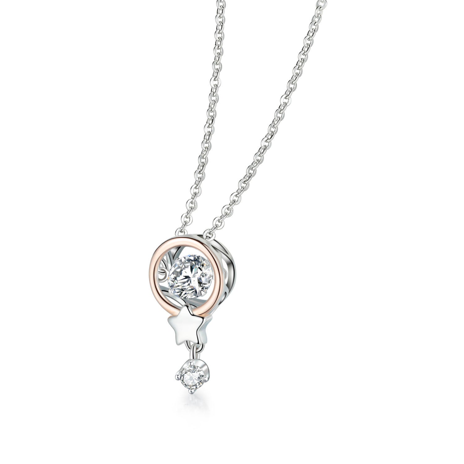 Elegant and smart two-tone 925 sterling silver necklace