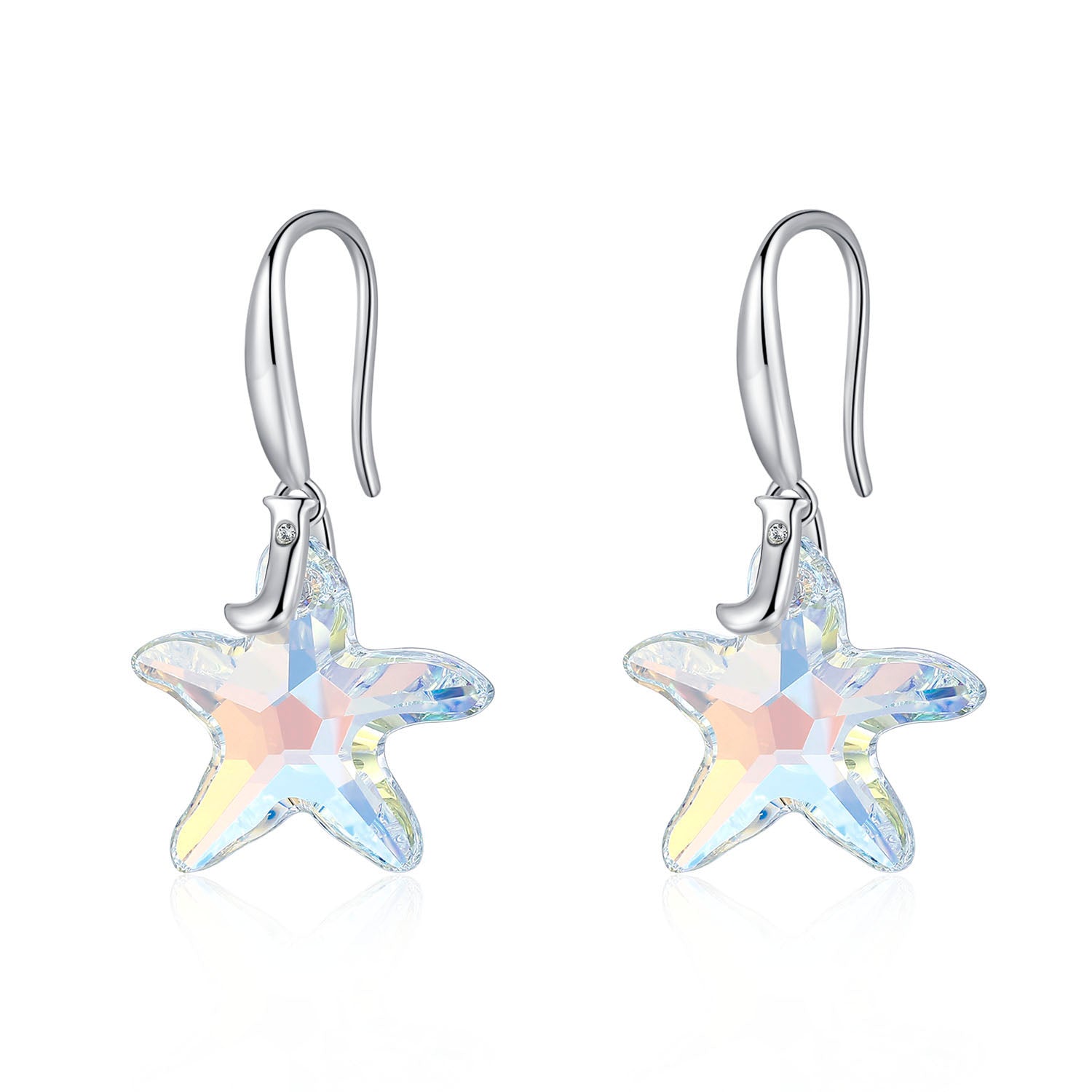Planet J 925 Sterling Silver Ocean Star Earrings with Swarovski Elements Crystals