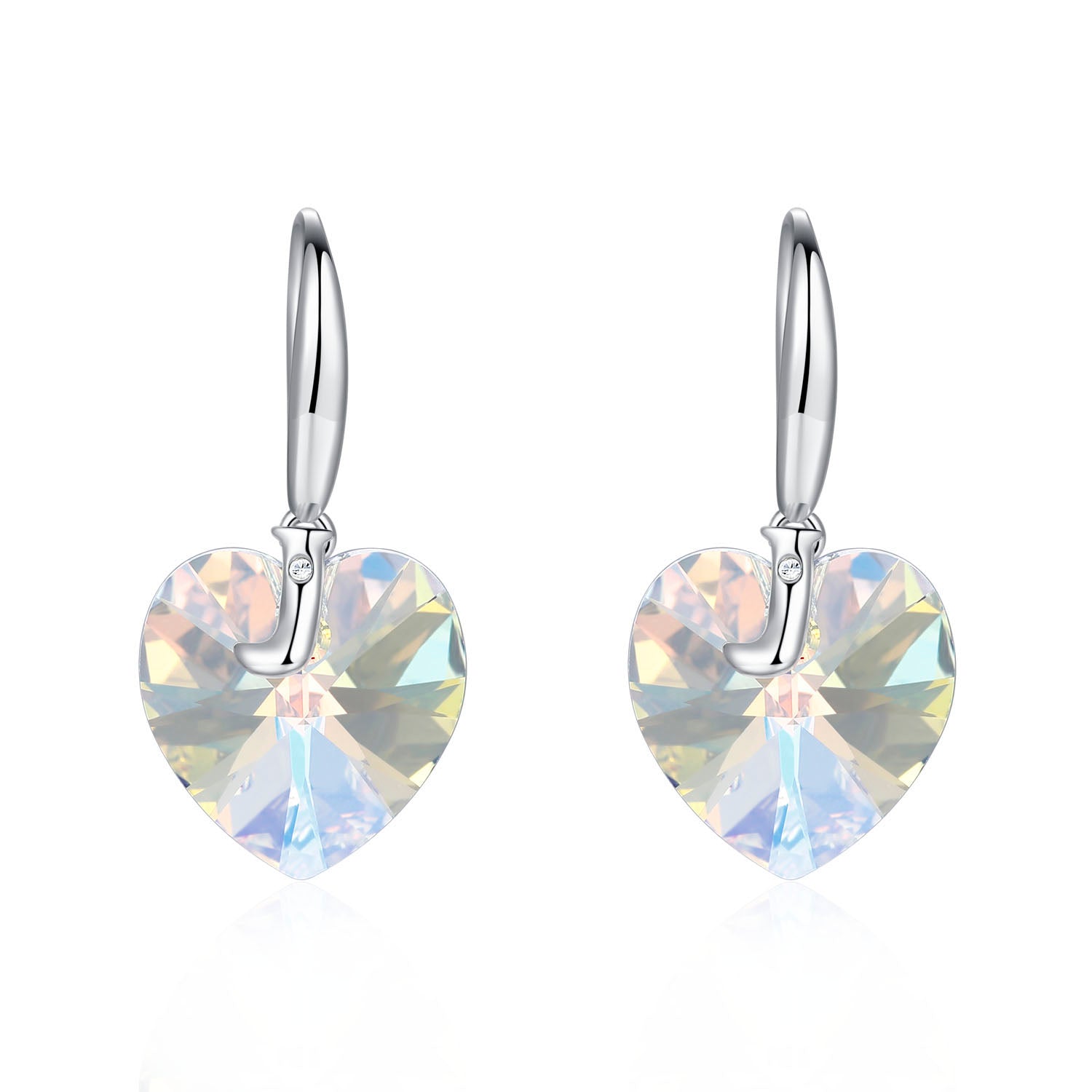 Planet J 925 Sterling Silver Heart Earrings with Swarovski Elements Crystals