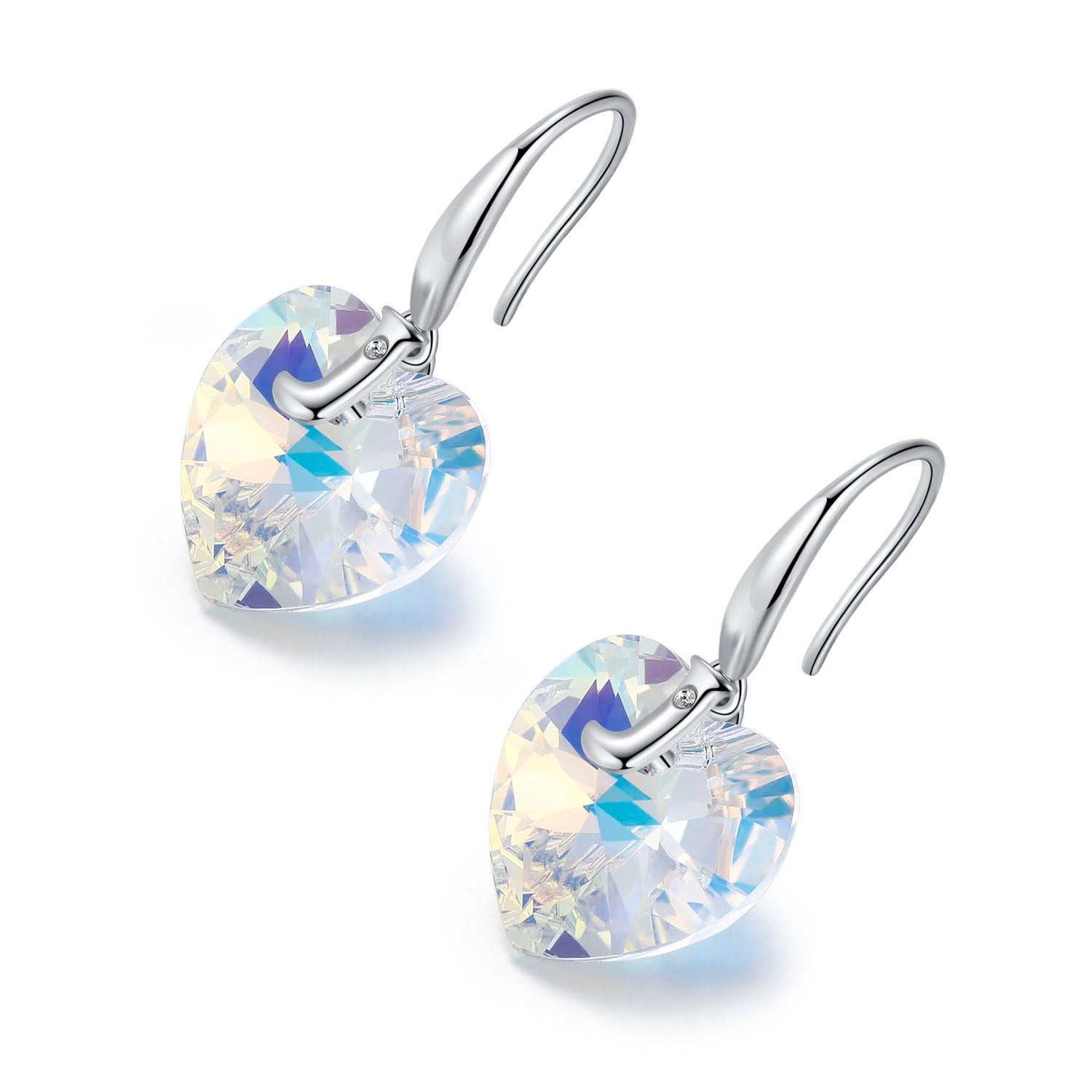 Planet J 925 Sterling Silver Heart Earrings with Swarovski Elements Crystals