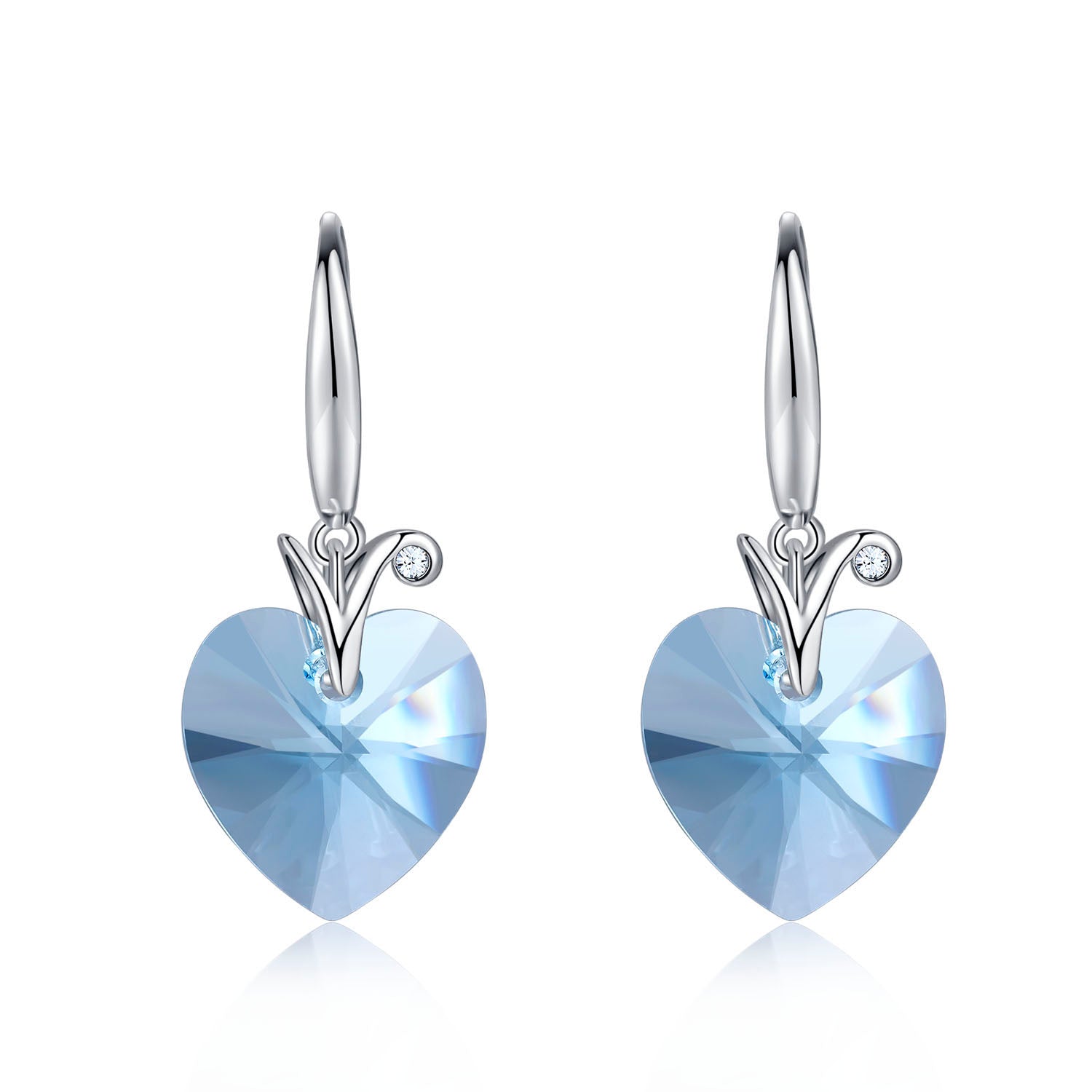 Pure Blue Heart Goddess Earrings with Swarovski Elements Crystals
