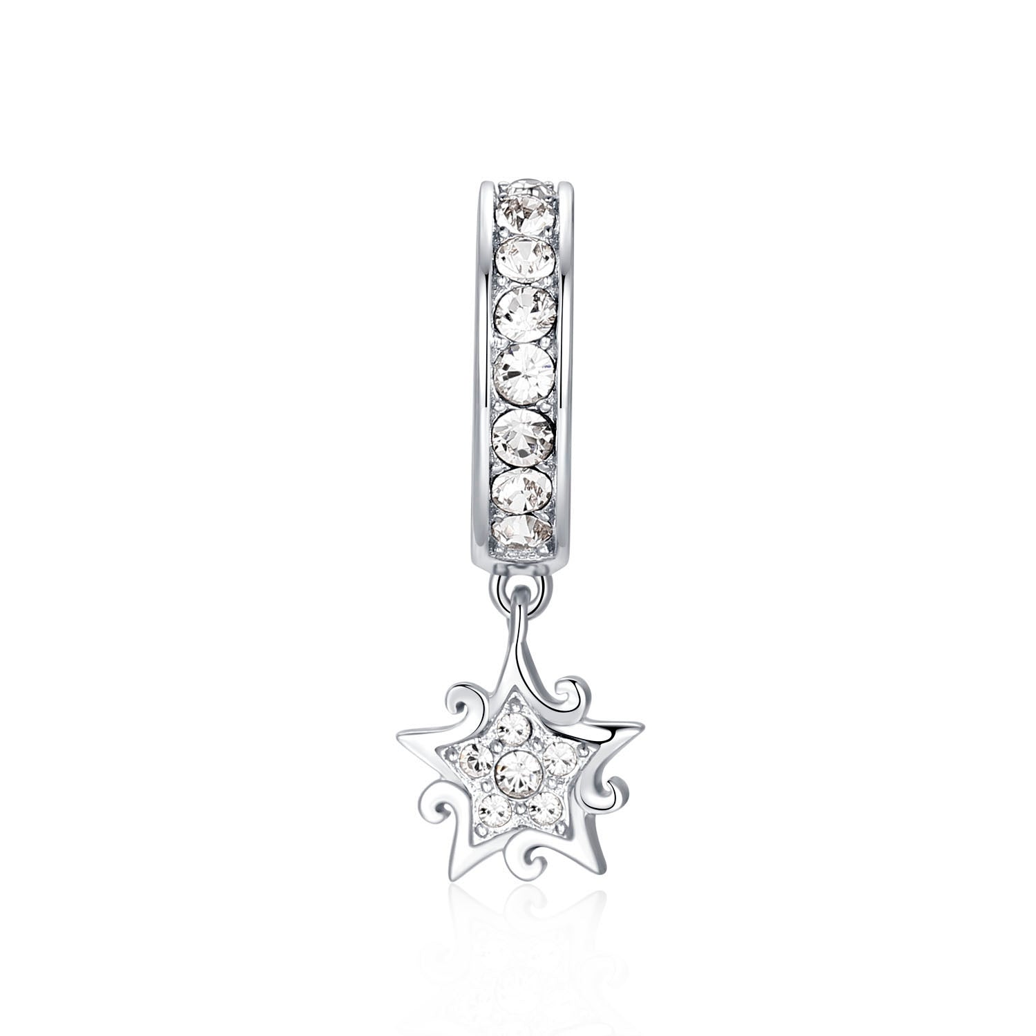 Star Glow 925 silver beads with white gold plating