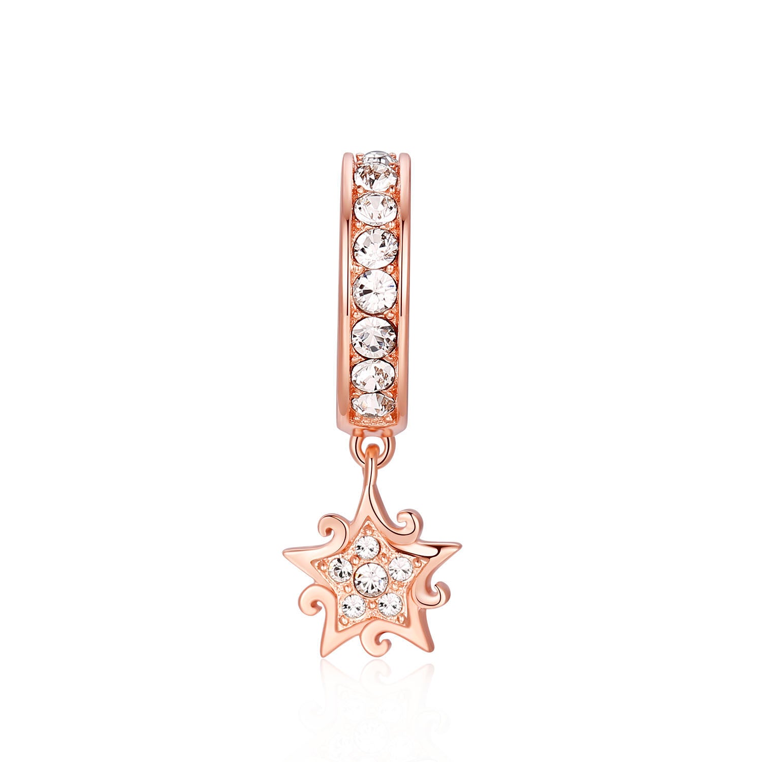玫瑰金電鍍星光 925 銀水晶珠手鍊組件