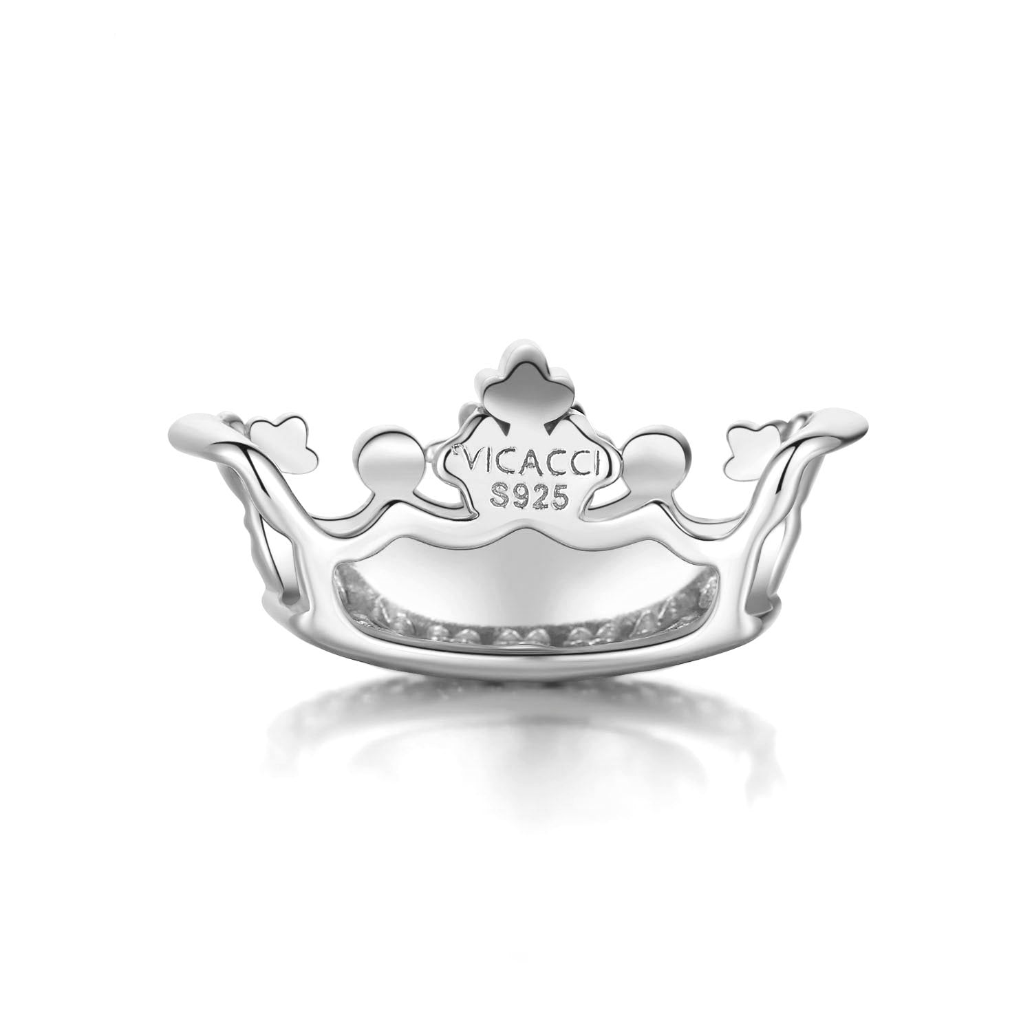 Vicacci Crown 925 Sterling Silver Plated Gold Swarovski Crystal Charm
