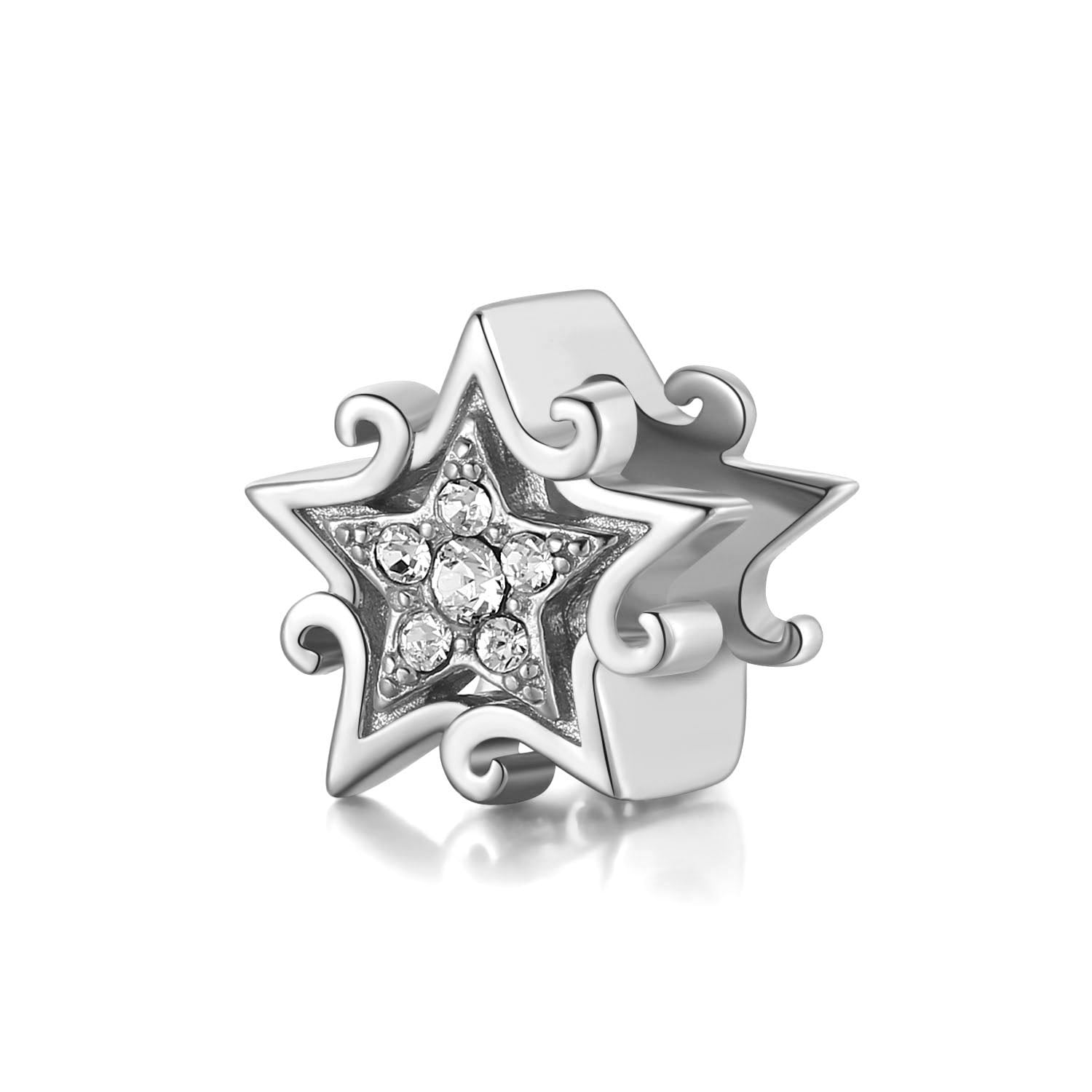 星星相印925純銀鍍玫瑰金施華洛世奇水晶串飾
