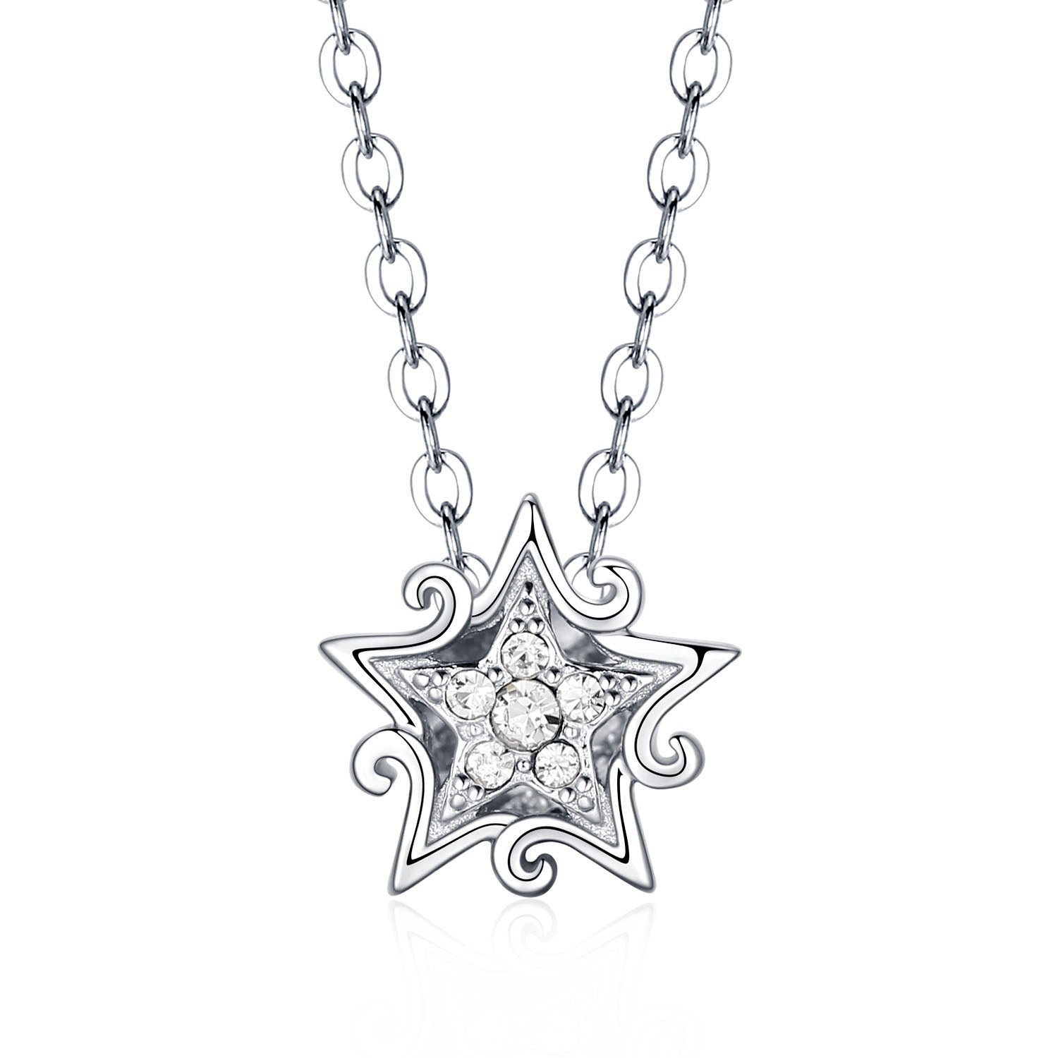 星星相印925純銀鍍玫瑰金施華洛世奇水晶串飾