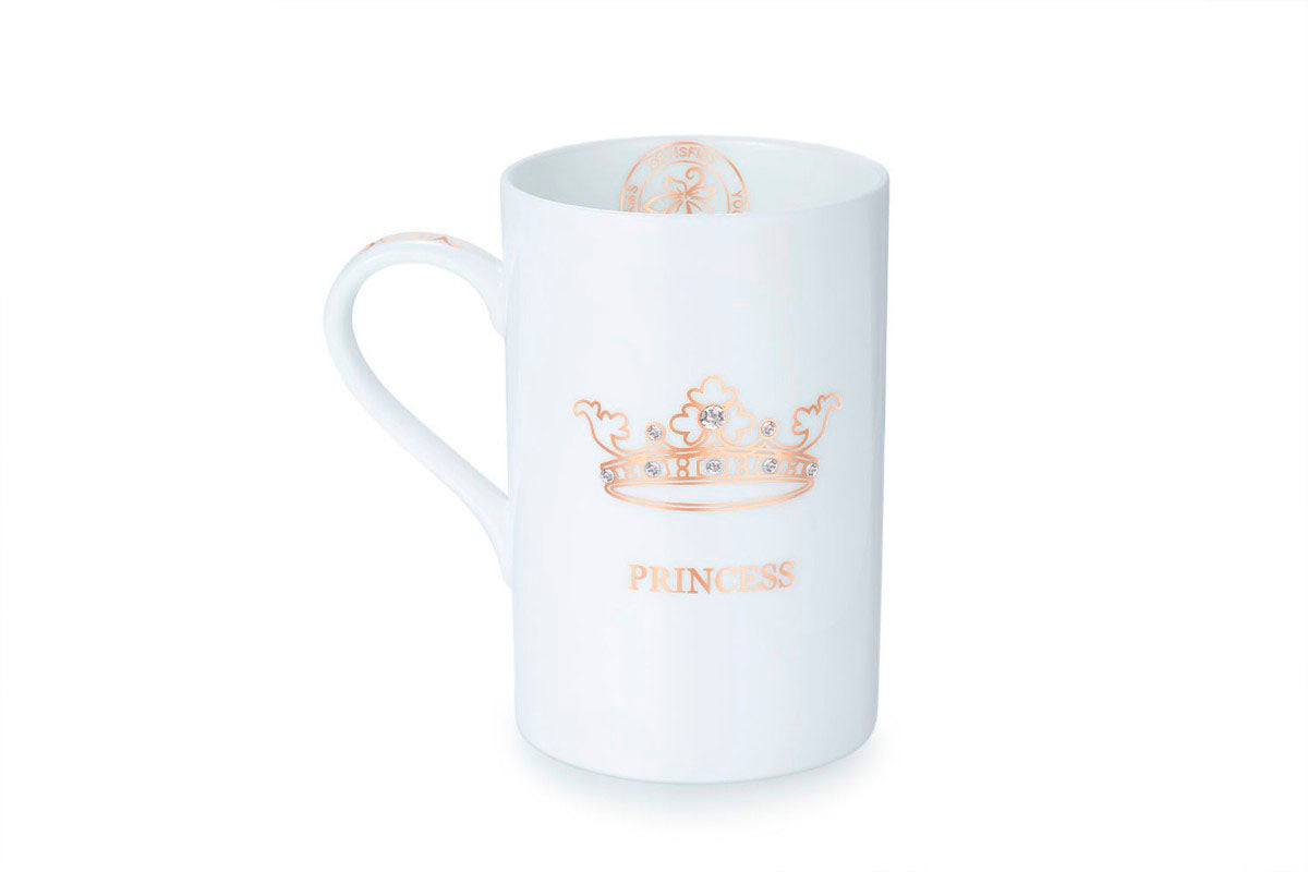 Vicacci exquisite bone china gilding princess crown cup with Swarovski crystal