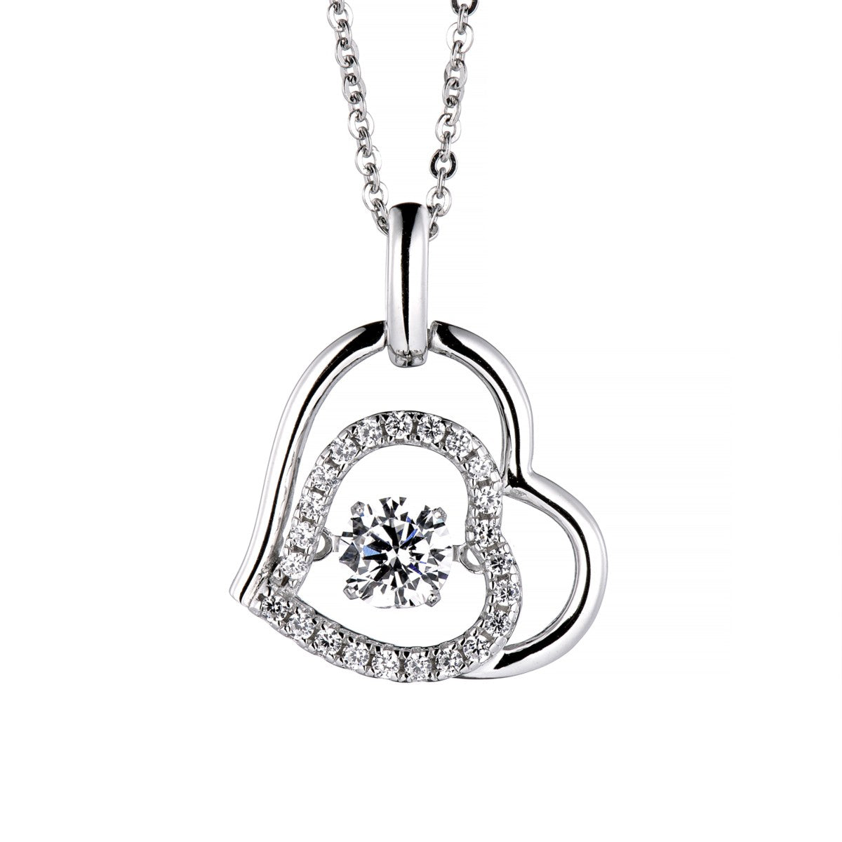 Beating heart 925 sterling silver necklace