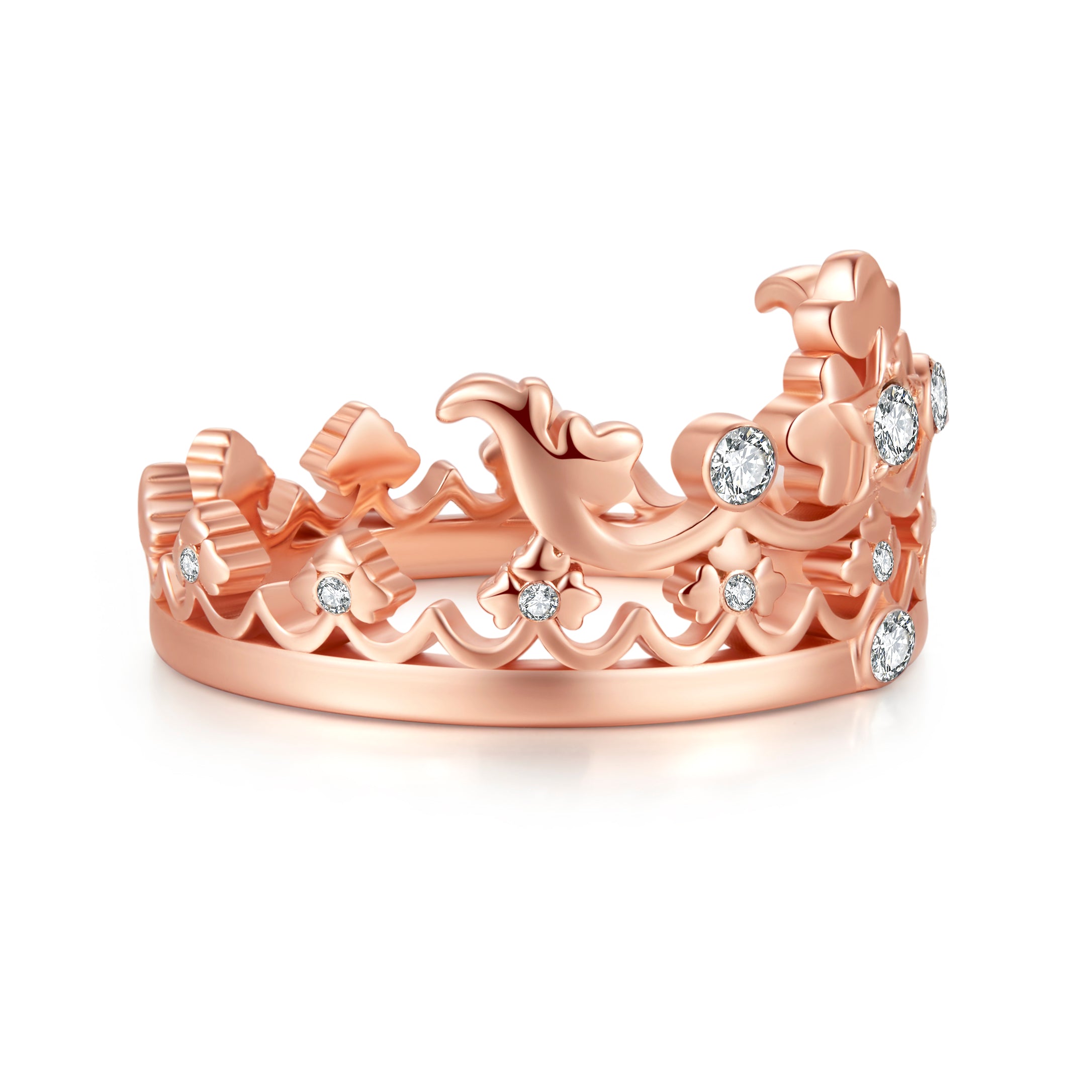 925 sterling silver rose gold plated top Austrian crystal crown ring