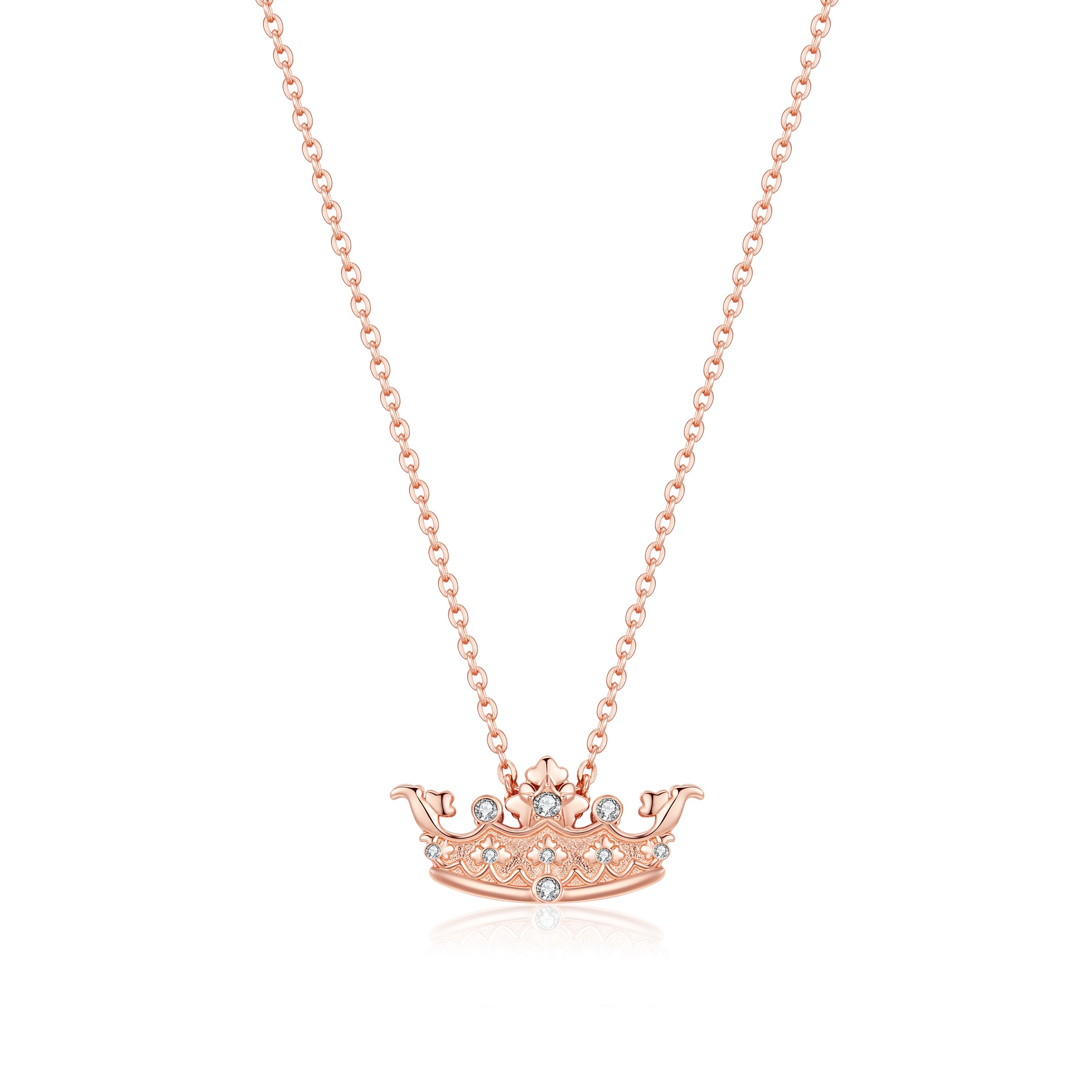 925 Sterling Silver Rose Gold Plated Top Austrian Crystal Queen Necklace