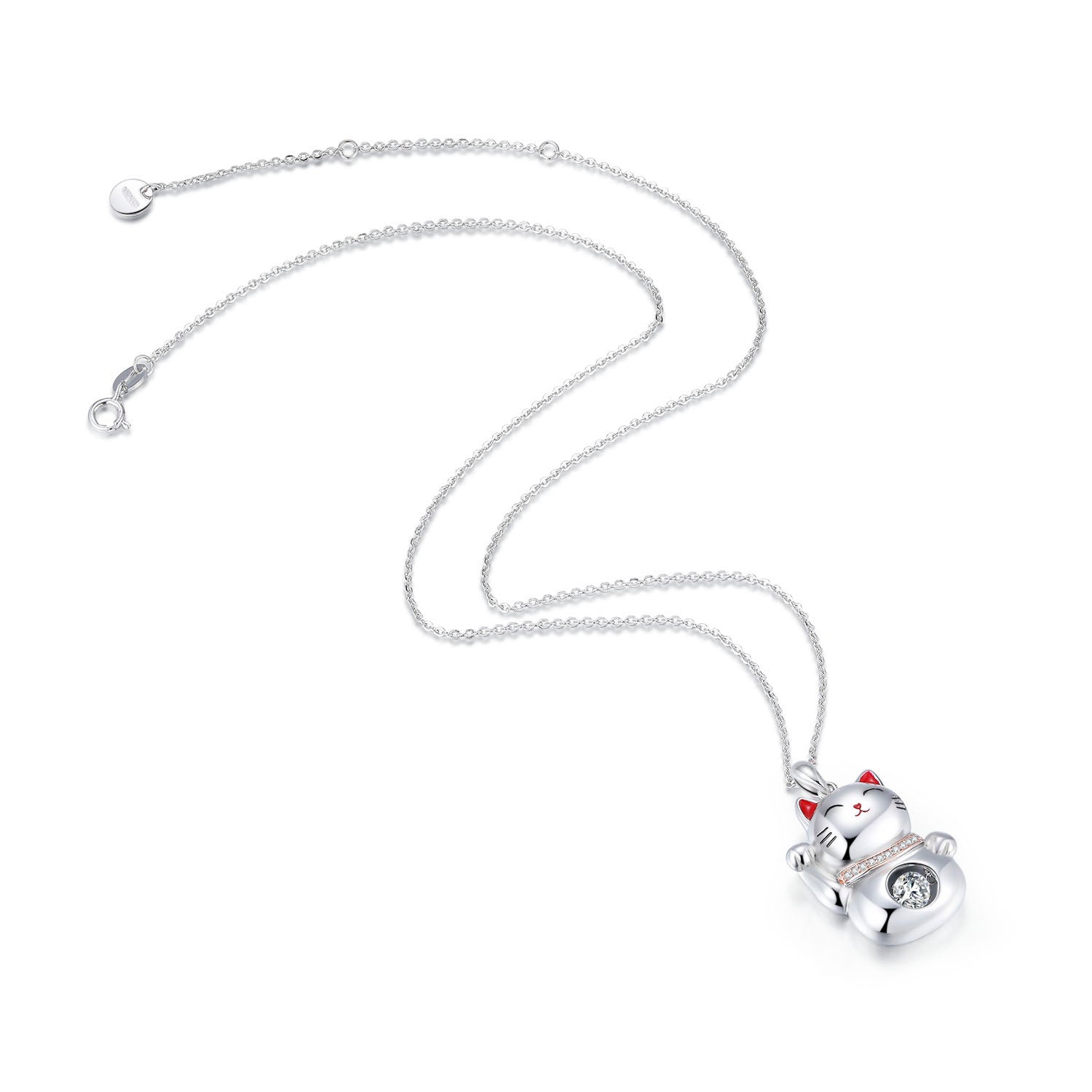925 Sterling Silver Lucky Cat Necklace