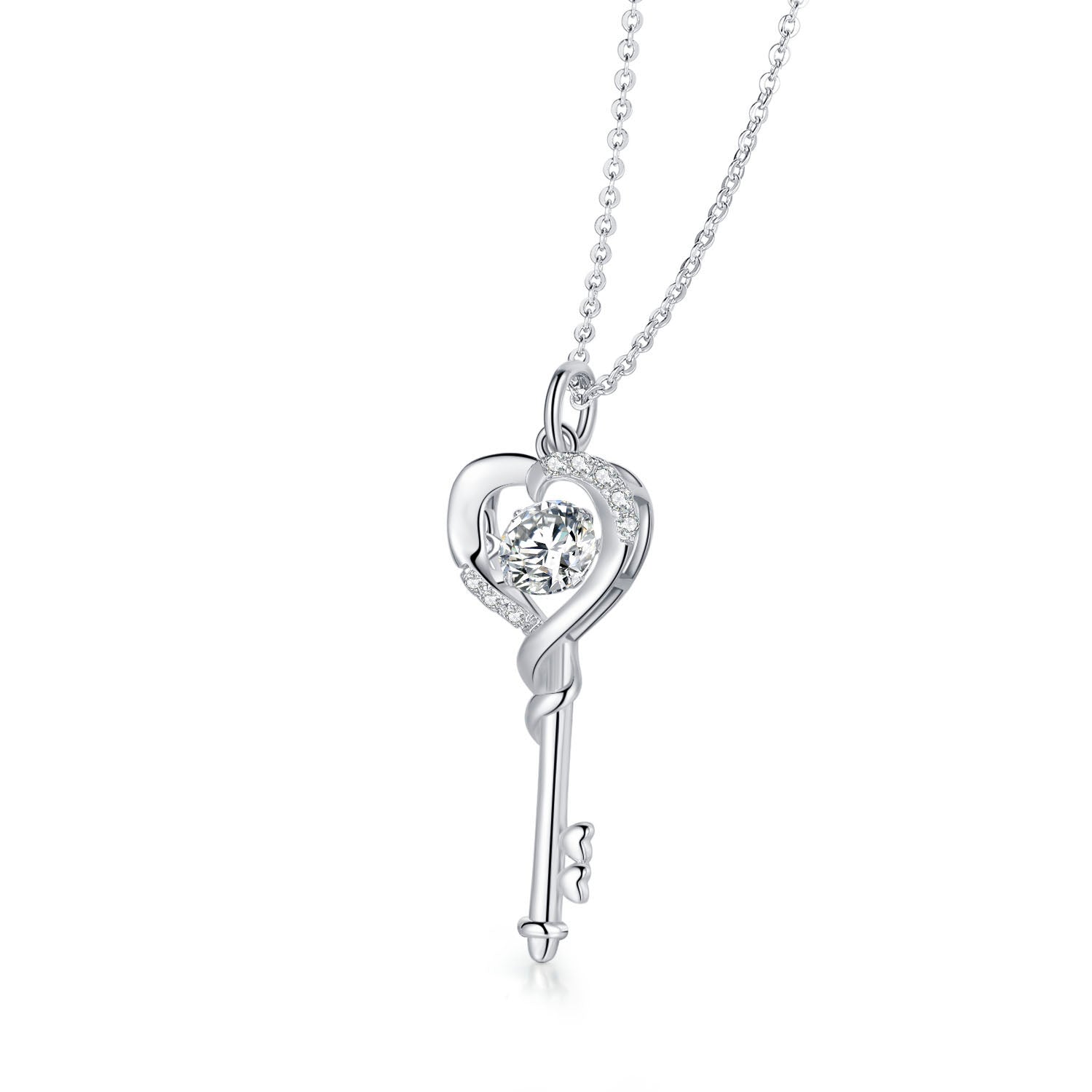 Heart Key 925 Sterling Silver Necklace