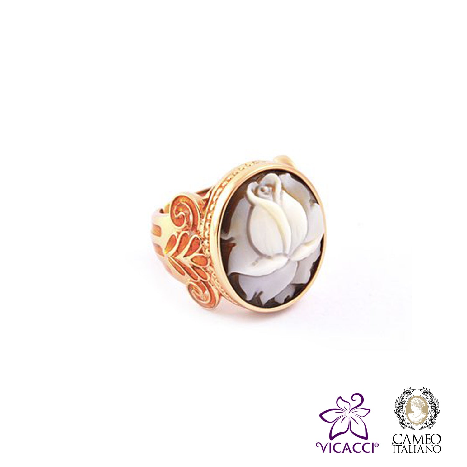 Cameo Italiano, A14 Ring , Rose Gold Plated Sterling Silver
