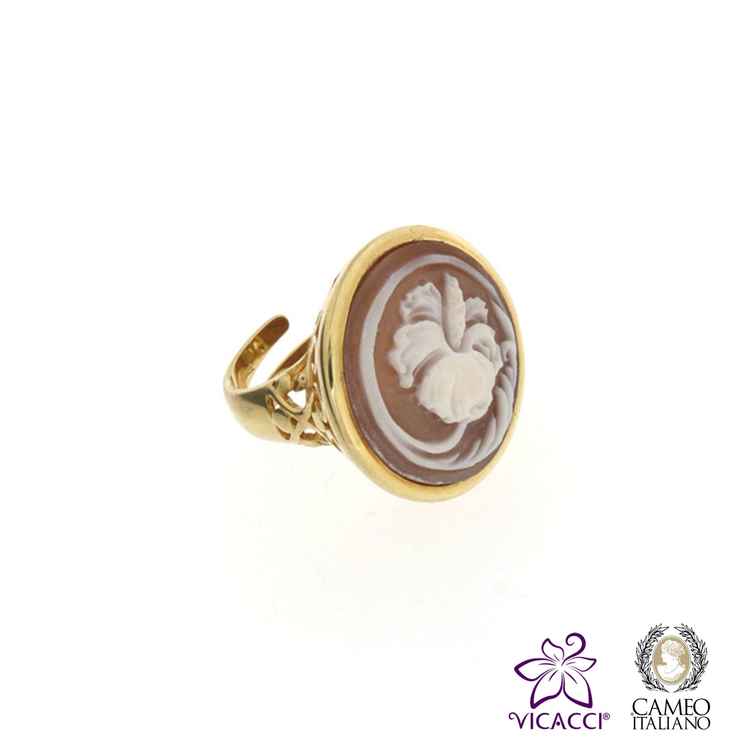 Cameo Italiano, A201 Ring , 925 Sterling Silver Gold Plated