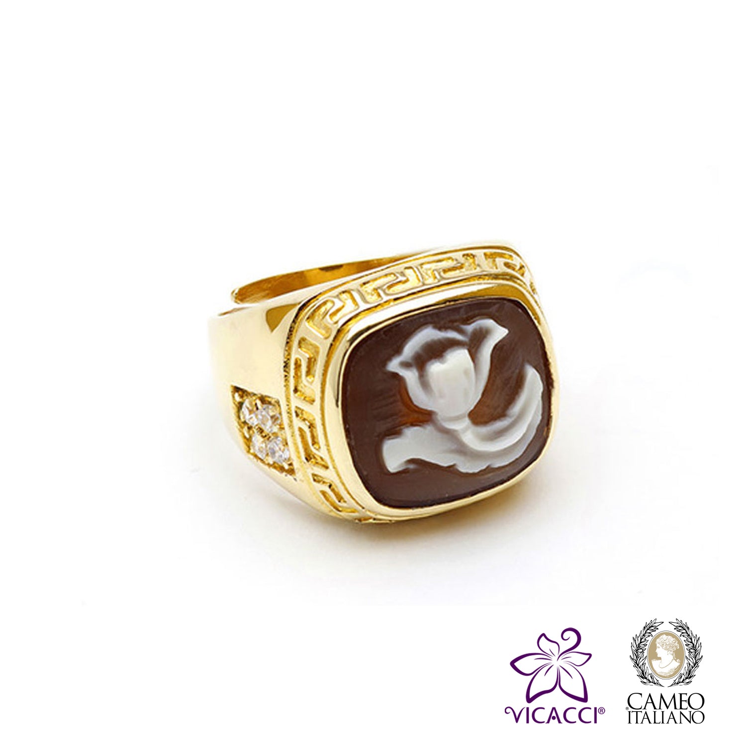 Cameo Italiano, A23 Ring , 925 Sterling Silver Gold Plated