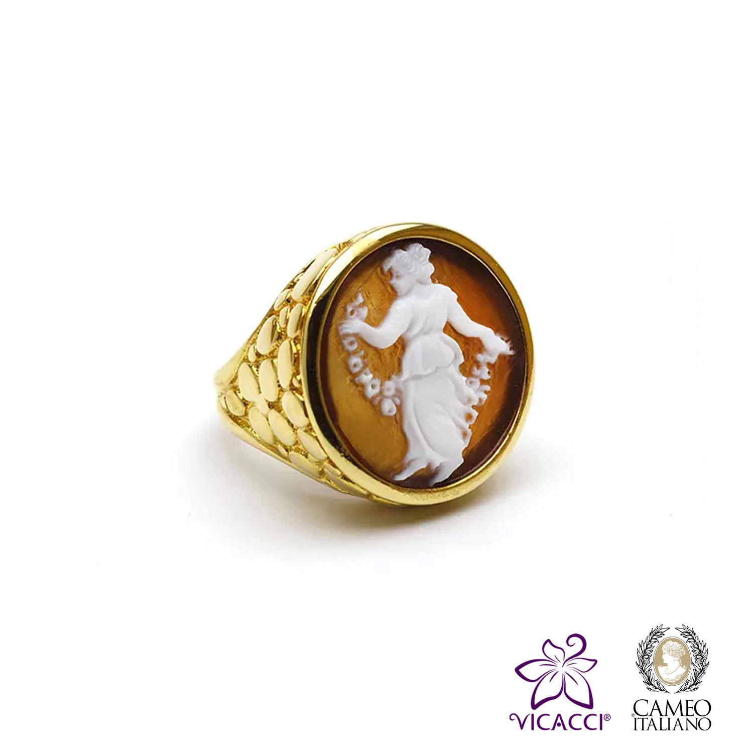 Cameo Italiano, A27 Ring , Rose Gold Plated Sterling Silver