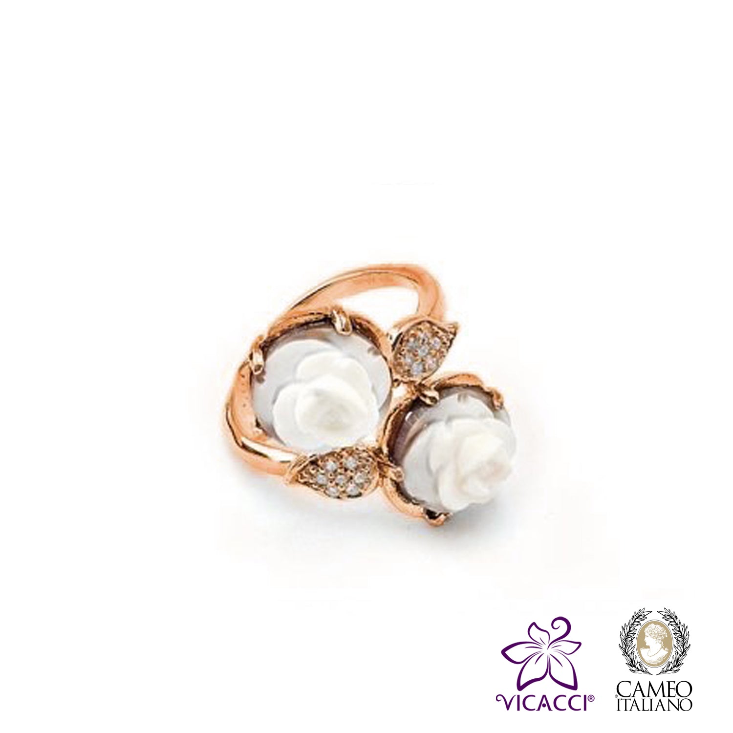 Cameo Italiano, A38D Ring, Rose Gold Plated Sterling Silver