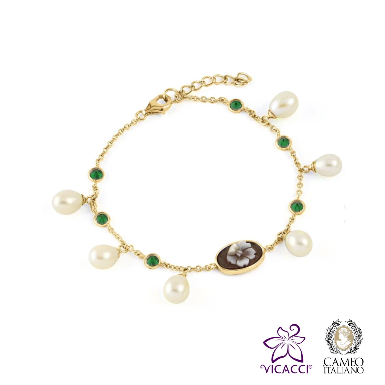 Cameo Italiano, BC4 Bracelet, 925 Sterling Silver Gold Plated