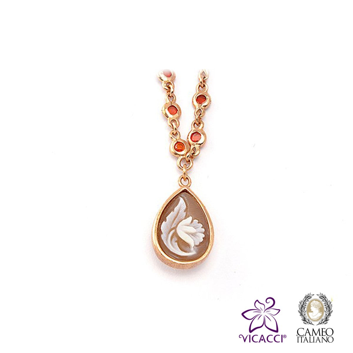Cameo Italiano, C5 Necklace , Rose Gold Plated Sterling Silver