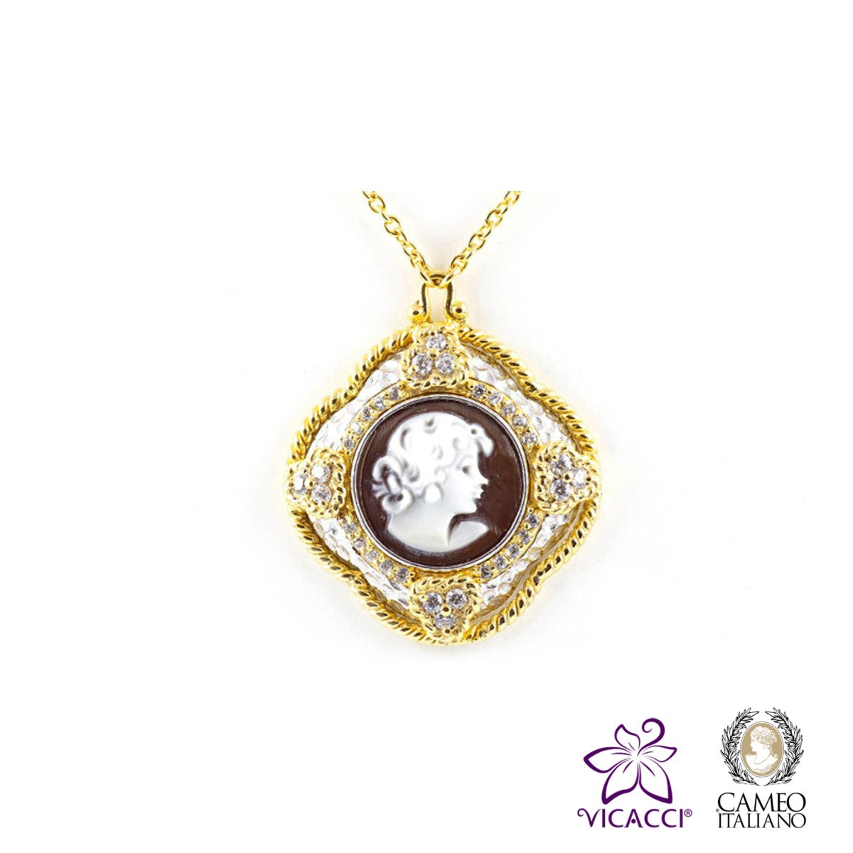 Cameo Italiano, C52 Necklace , Gold Plated Sterling Silver