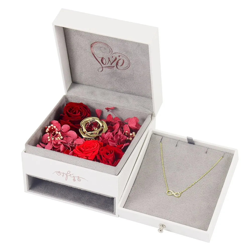 Rose Jewelry Box Sterling Silver Pendant Set