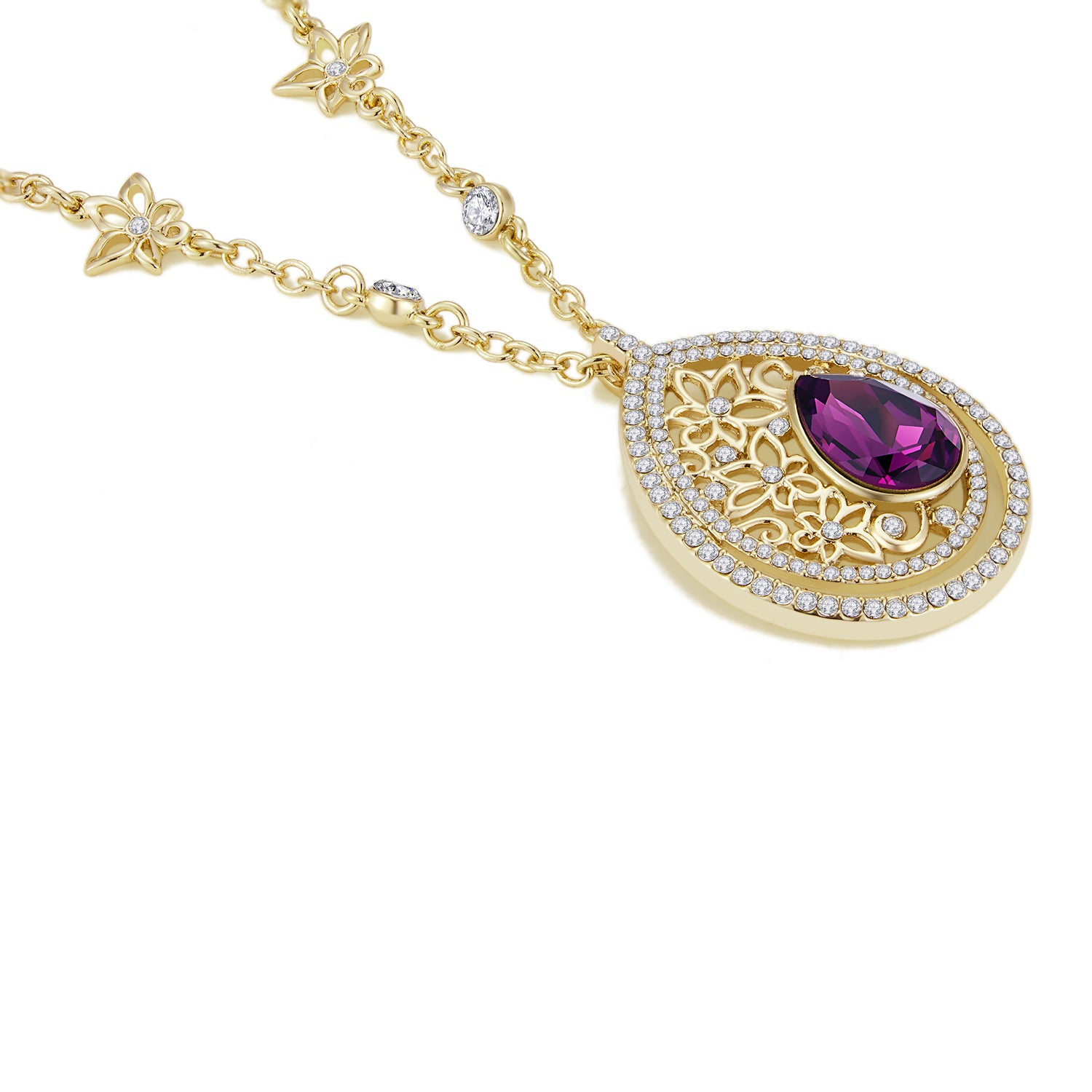 Purple Vicacci Teardrop necklace,Embellished with crystals from Swarovski