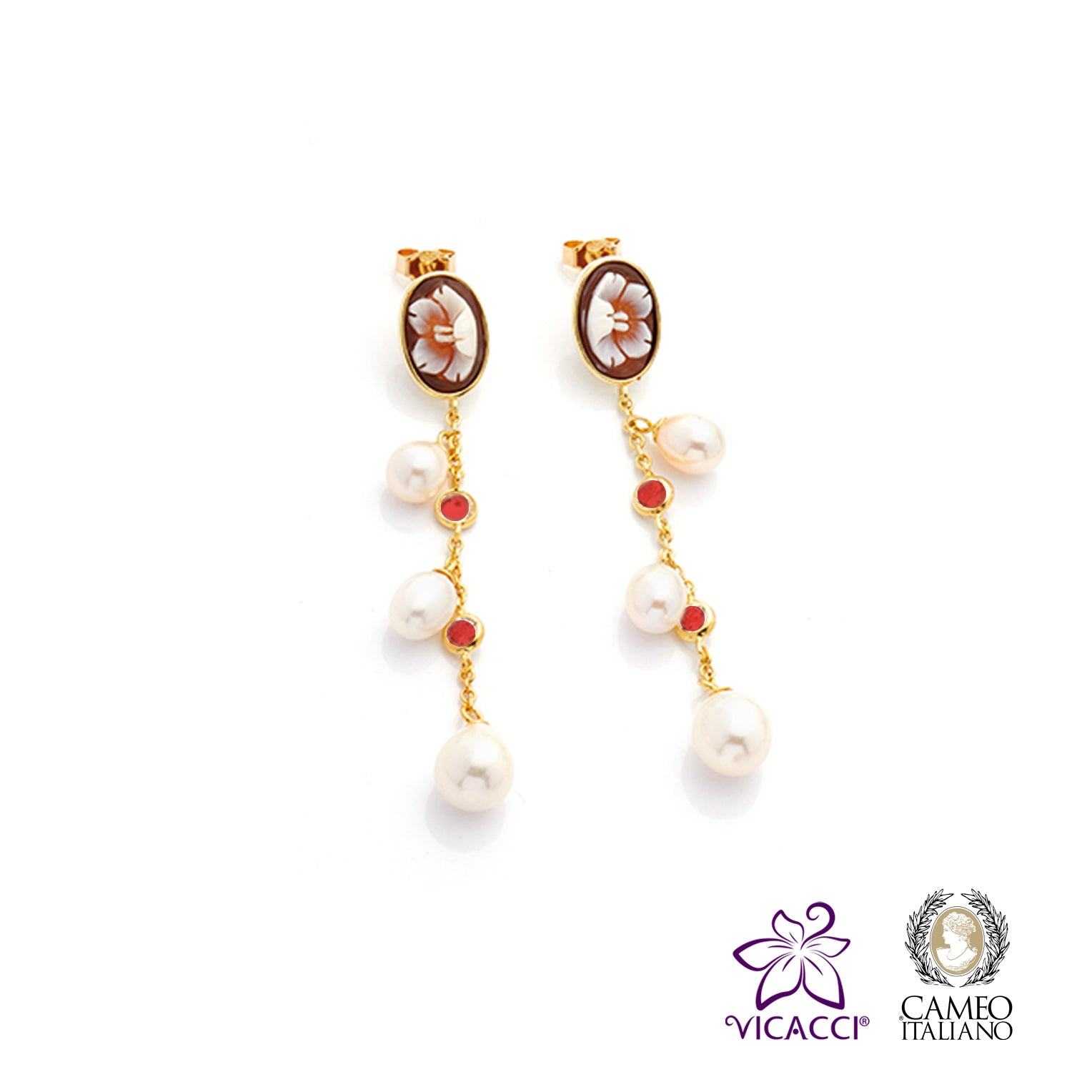 Cameo Italiano, OC4 Earrings, Gold Plated Sterling Silver