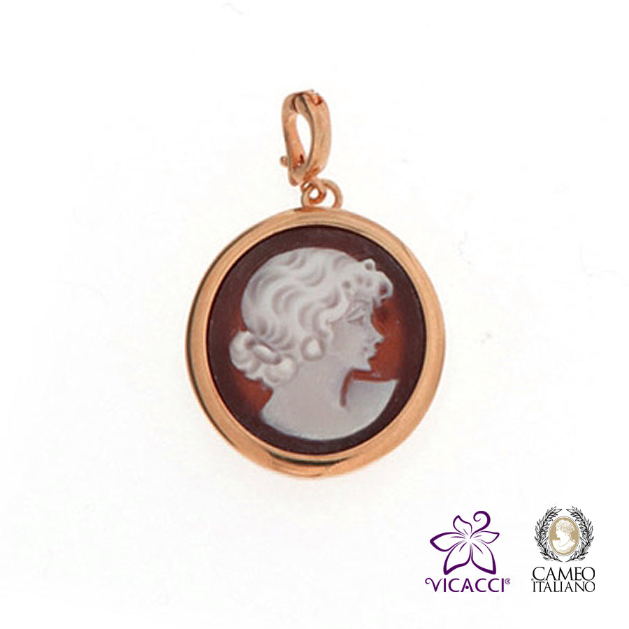 Cameo Italiano, P21B Pendant, Rose Gold Plated Sterling Silver