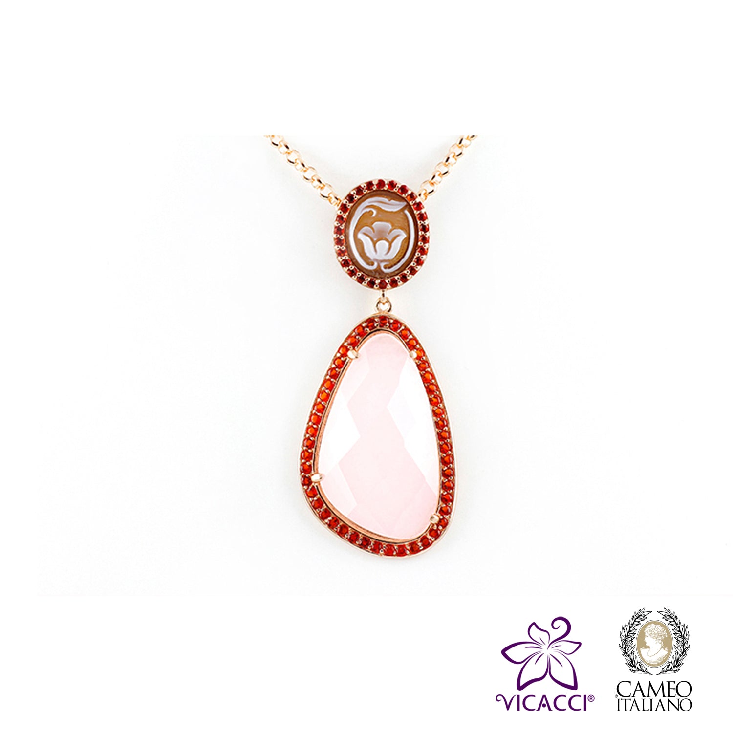 Cameo Italiano, P49P Pendant, Rose Gold Plated Sterling Silver