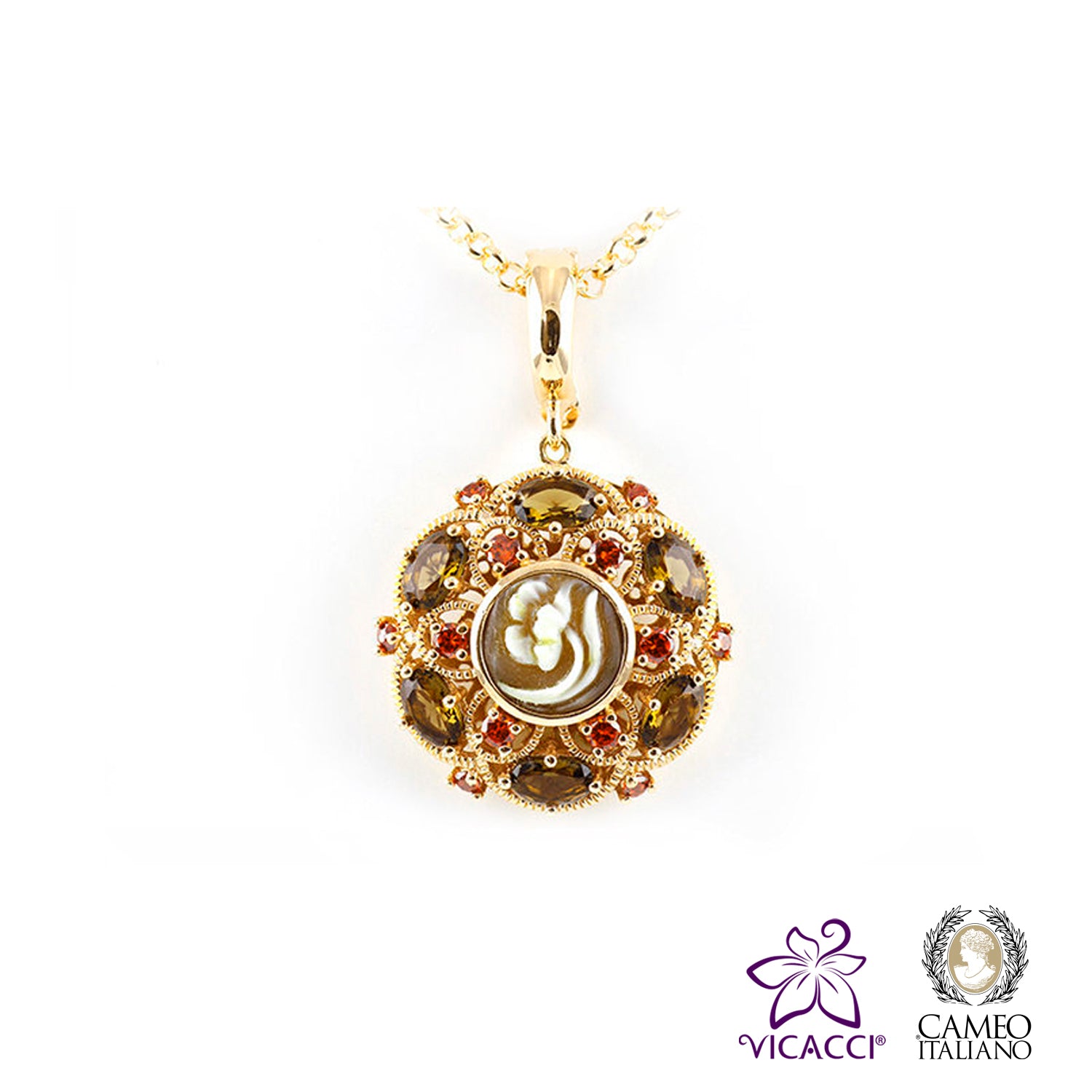 Cameo Italiano, P58 Pendant , Gold Plated Sterling Silver