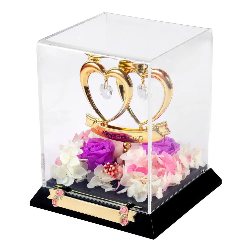 Double heart crystal doll flower box