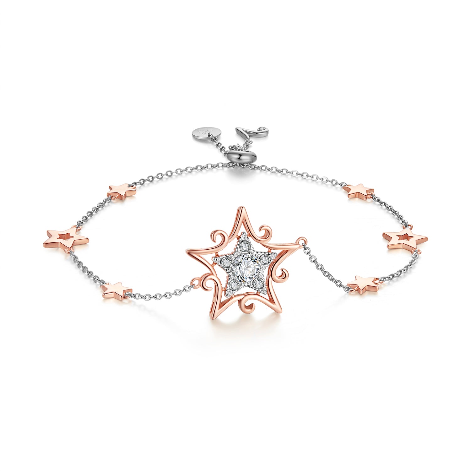 Star Glow 925 silver with rose gold plating crystal bracelet