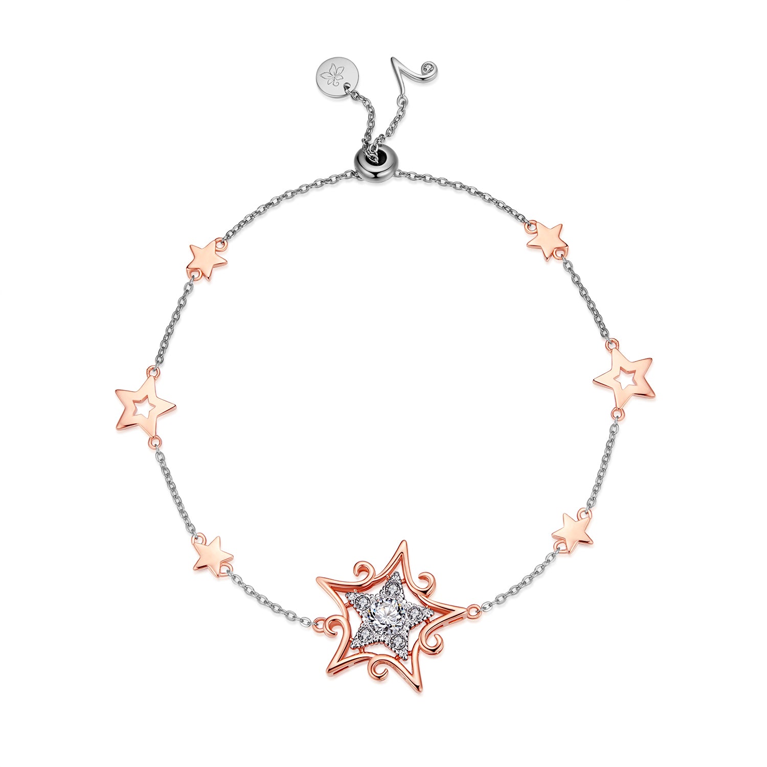 Star Glow 925 silver with rose gold plating crystal bracelet