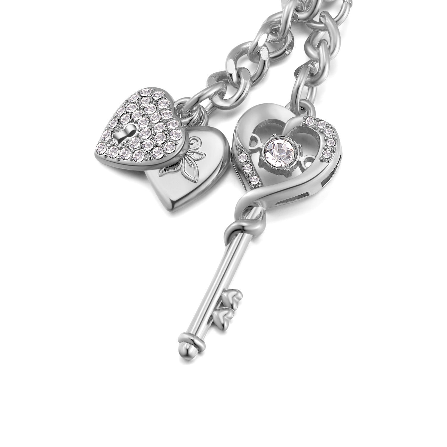 Vicacci Silver Color Heart shape keychain